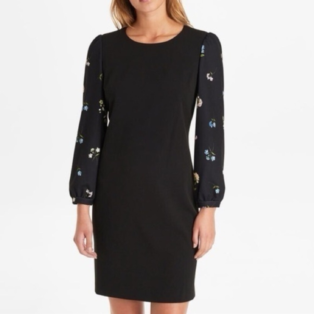 Karl Lagerfeld Paris Black Floral Sleeve Sheath Dress Sz. 4 NWT!